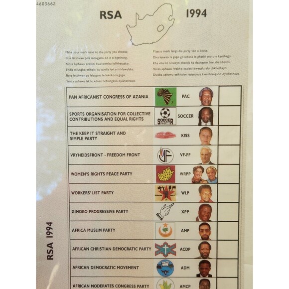 South African 1994 Voting Ballot Election Mandela W Certificate Of Authenticity - Picture 2 of 16